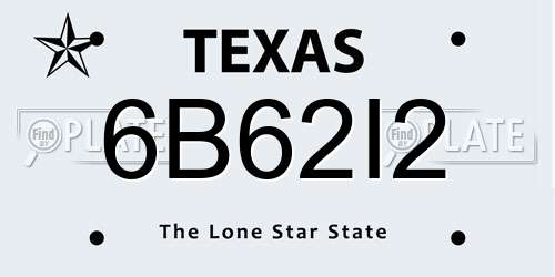 6B62I2 Texas License Plate