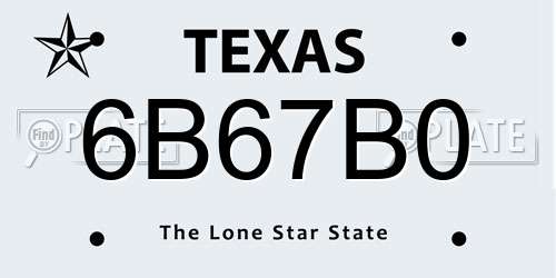 6B67B0 Texas License Plate