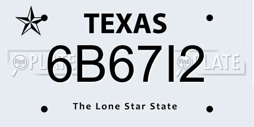 6B67I2 Texas License Plate