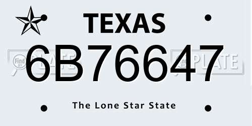 6B76647 Texas License Plate