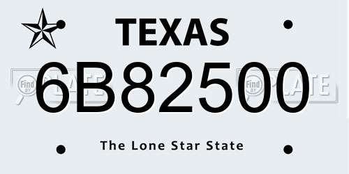6B82500 Texas License Plate