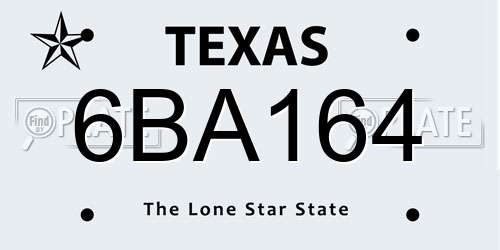 6BA164 Texas License Plate