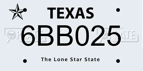 6BB025 Texas License Plate