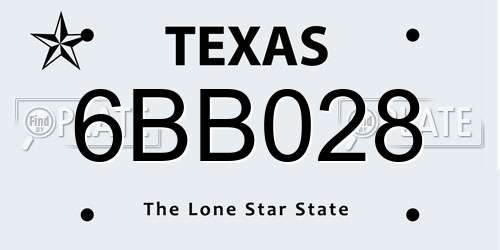 6BB028 Texas License Plate