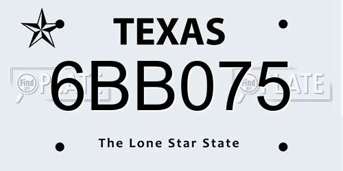 6BB075 Texas License Plate