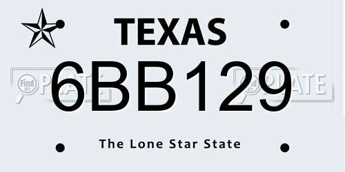 6BB129 Texas License Plate