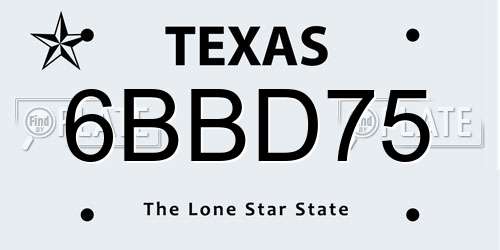 6BBD75 Texas License Plate