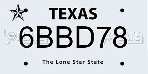 6BBD78 Texas License Plate