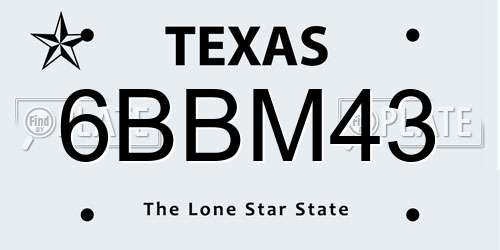 6BBM43 Texas License Plate