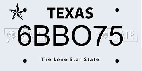 6BBO75 Texas License Plate