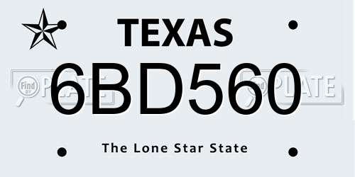 6BD560 Texas License Plate