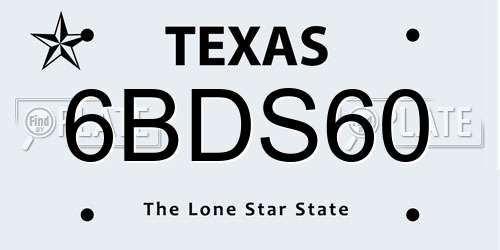 6BDS60 Texas License Plate