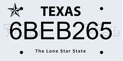 6BEB265 Texas License Plate