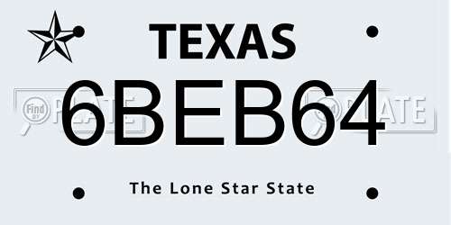 6BEB64 Texas License Plate