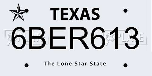 6BER613 Texas License Plate