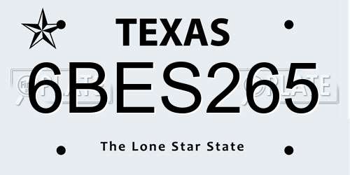 6BES265 Texas License Plate