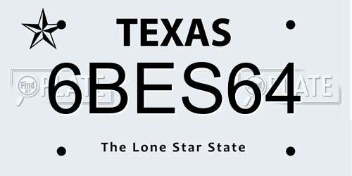 6BES64 Texas License Plate