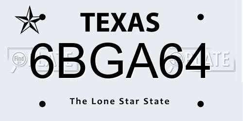 6BGA64 Texas License Plate
