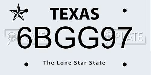 6BGG97 Texas License Plate