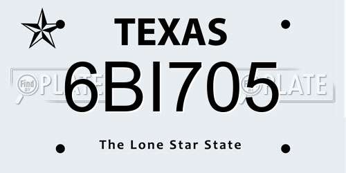 6BI705 Texas License Plate