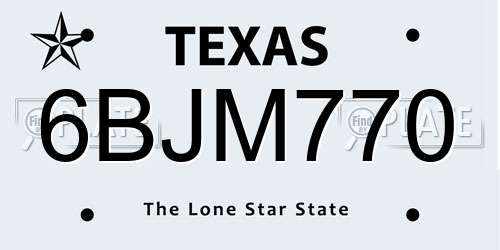 6BJM770 Texas License Plate