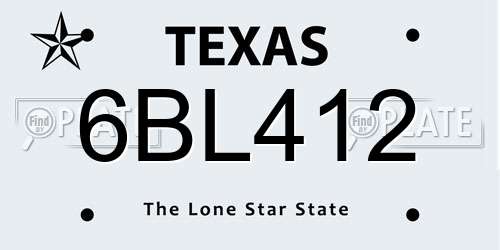 6BL412 Texas License Plate