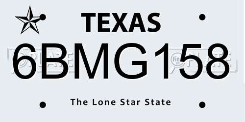 6BMG158 Texas License Plate