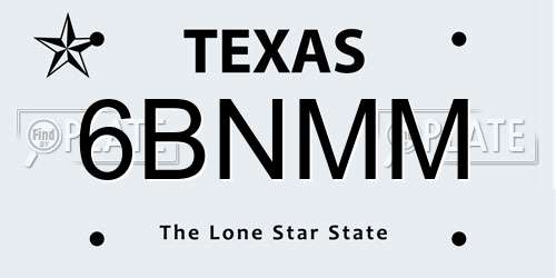 6BNMM Texas License Plate