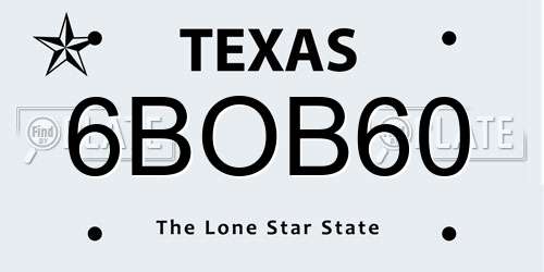 6BOB60 Texas License Plate