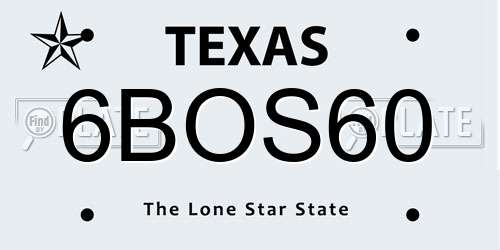 6BOS60 Texas License Plate