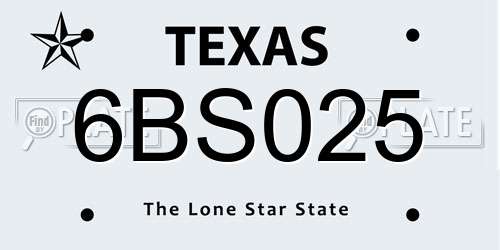 6BS025 Texas License Plate