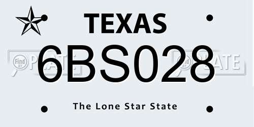 6BS028 Texas License Plate
