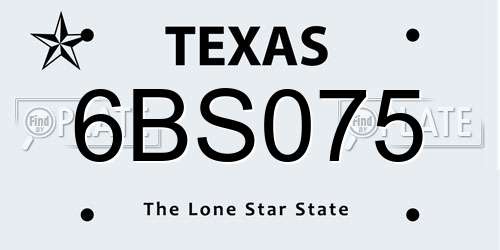 6BS075 Texas License Plate