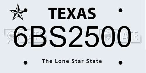 6BS2500 Texas License Plate