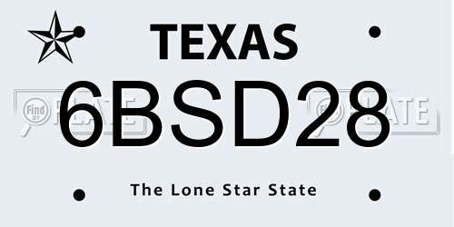 6BSD28 Texas License Plate