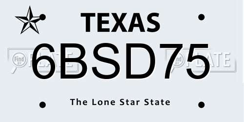 6BSD75 Texas License Plate