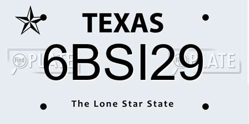 6BSI29 Texas License Plate