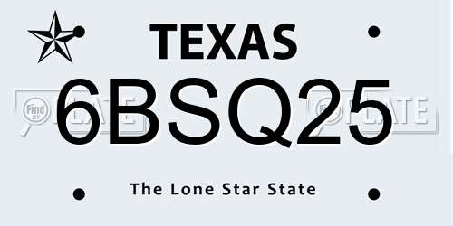6BSQ25 Texas License Plate