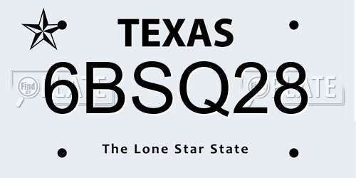 6BSQ28 Texas License Plate