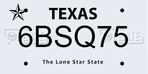 6BSQ75 Texas License Plate