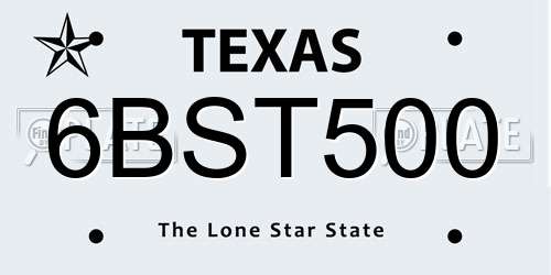 6BST500 Texas License Plate