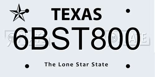 6BST800 Texas License Plate