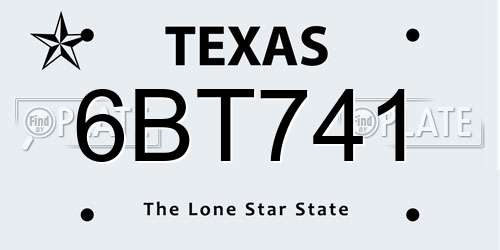 6BT741 Texas License Plate