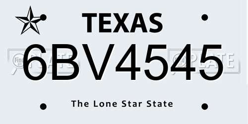 6BV4545 Texas License Plate