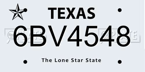 6BV4548 Texas License Plate
