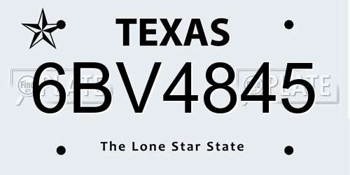 6BV4845 Texas License Plate