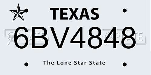 6BV4848 Texas License Plate