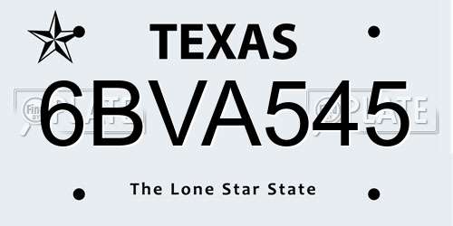6BVA545 Texas License Plate