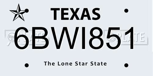 6BWI851 Texas License Plate