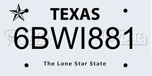 6BWI881 Texas License Plate